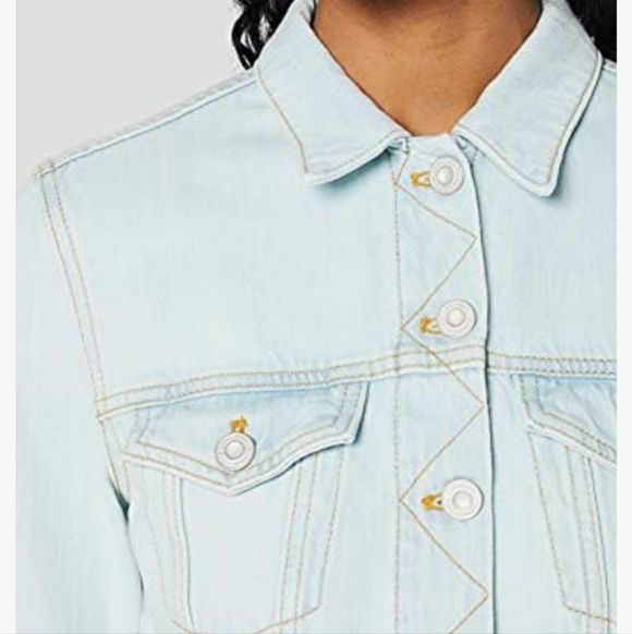 French Connection Macee Denim Jacket Light Blue 100% Cotton Size Small Button Up - Picture 3 of 11